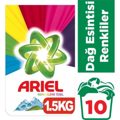 Ariel 1,5 kg Toz Çamaşır Deterjanı Dağ Esintisi Renkliler İçin Ariel 1,5 kg Toz Çamaşır Deterjanı Dağ Esintisi Renkliler İçin