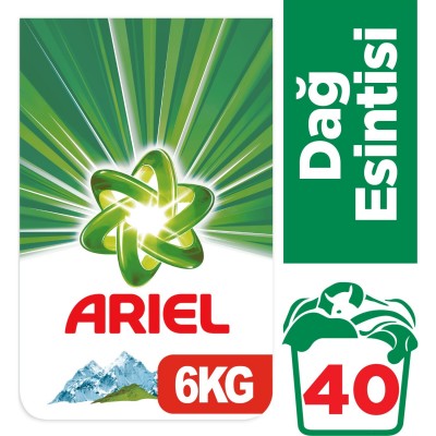 Ariel 6 kg Toz Çamaşır Deterjanı Dağ Esintisi Beyazlar İçin Ariel 6 kg Toz Çamaşır Deterjanı Dağ Esintisi Beyazlar İçin