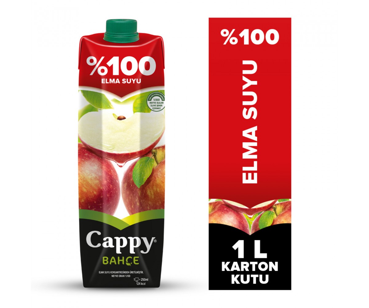 Cappy Bahçe %100 Elma Suyu Karton Kutu 1 L