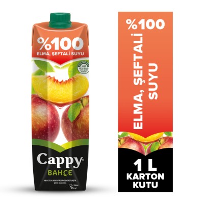 Cappy Bahçe %100 Elma Şeftali Suyu Karton Kutu 1 L