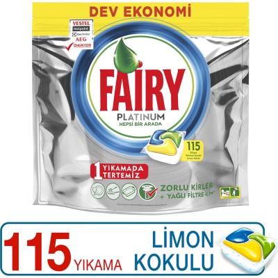 Fairy Platinum 115 Yıkama Bulaşık Makinesi Deterjanı Kapsülü Limon Kokulu Fairy Platinum 115 Yıkama Bulaşık Makinesi Deterjanı Kapsülü Limon Kokulu