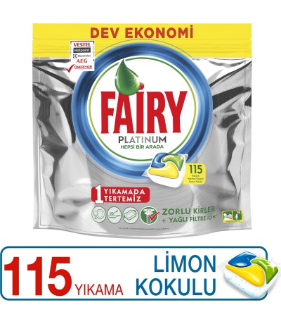 Fairy Platinum 115 Yıkama Bulaşık Makinesi Deterjanı Kapsülü Limon Kokulu