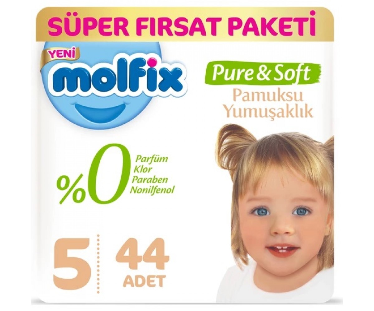 Molfix Pure&Soft Bebek Bezi Junior 5 Beden 44 Adet